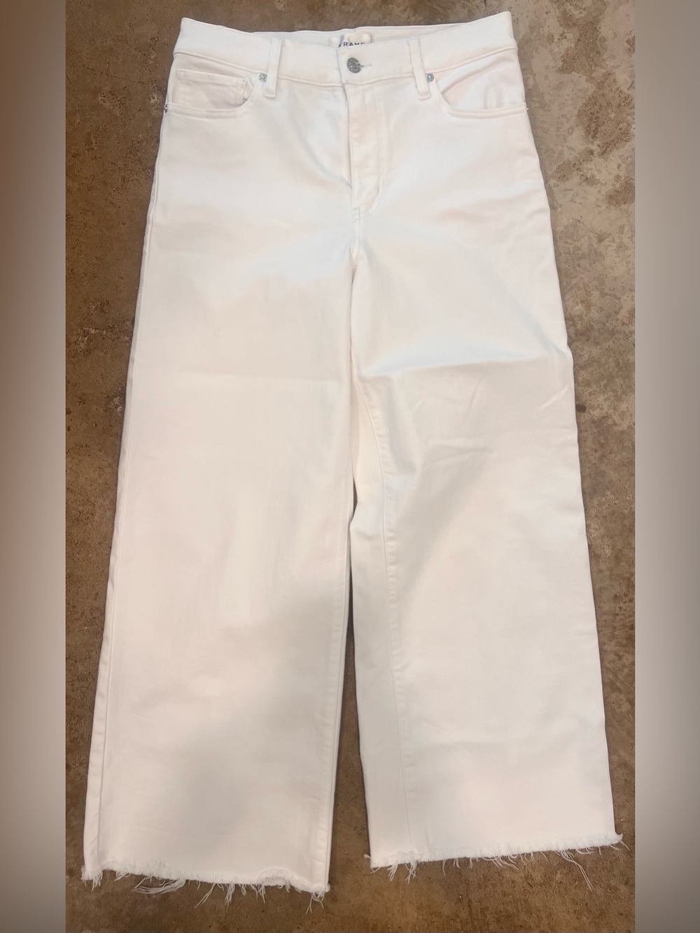 Frame Denim White Wide-Leg Jeans. Size 29.